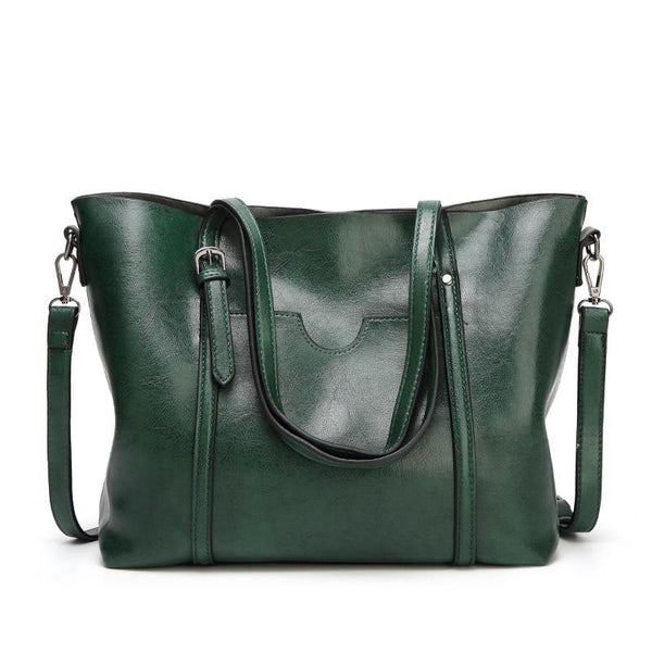 Stylish All Match Leather Handbag Wax Finish Wine Red Women's Bags & Handbags