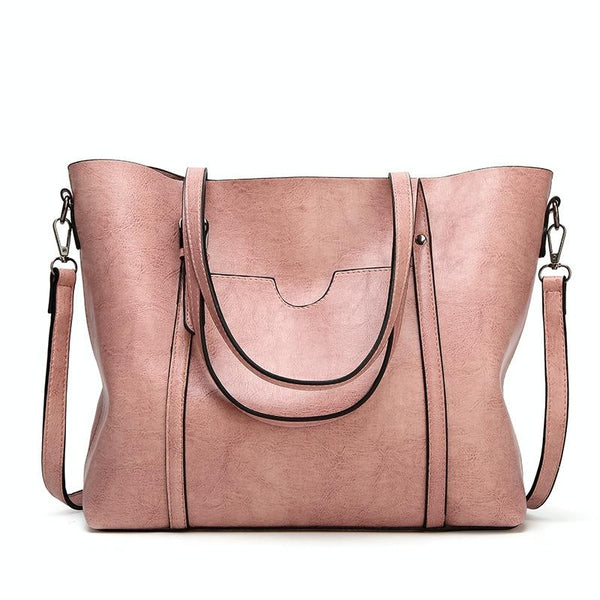 Stylish All Match Leather Handbag Wax Finish Wine Red Women's Bags & Handbags