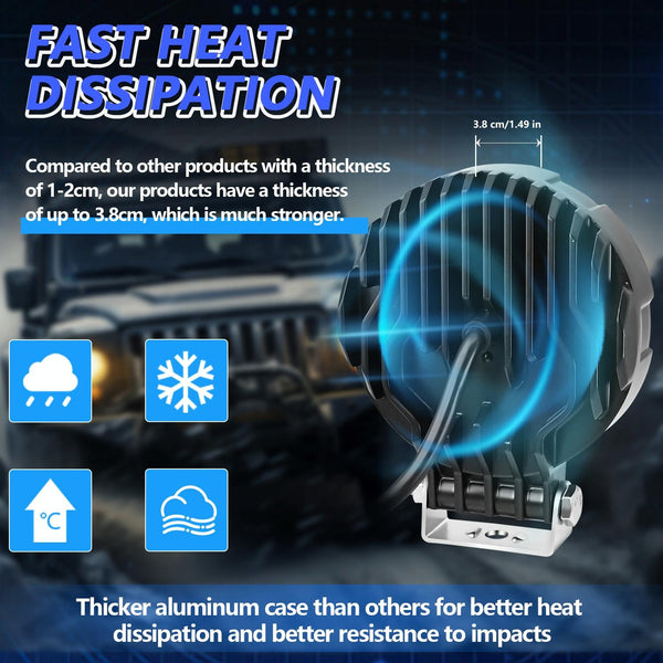 14W 9 30V Floodlight Mixed Luminous Inch Round Work Light With Wire Set Torches & Work Lights