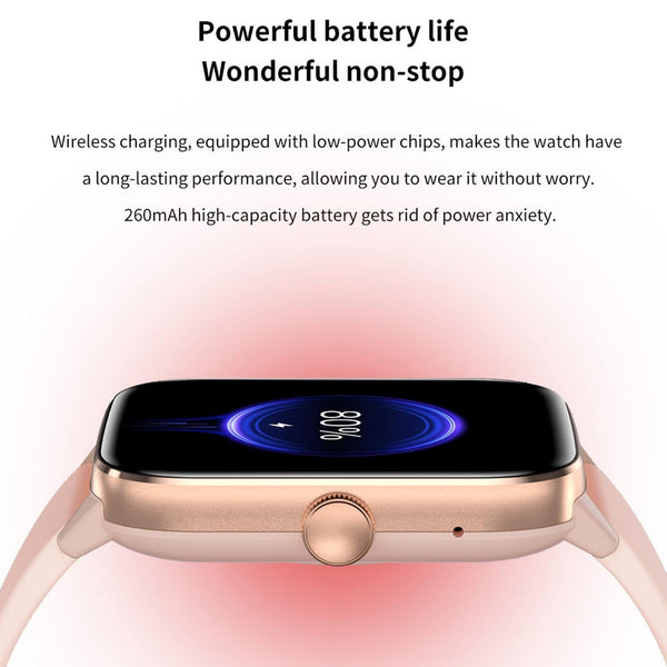 1.91 Inch Bt5.2 Smart Sport Watch Pink Sleep Heart Rate Oxygen Temp Blood Pressure_Pink Smart Watches