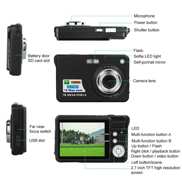 Compact Digital Camera For Daily Photos And Videos Ideal Students Black Digital Cameras