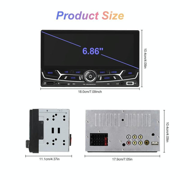 6.86 Inch Dual Butt Mp5 Player W / Backup Camera Bluetooth Carplay Other Car Video