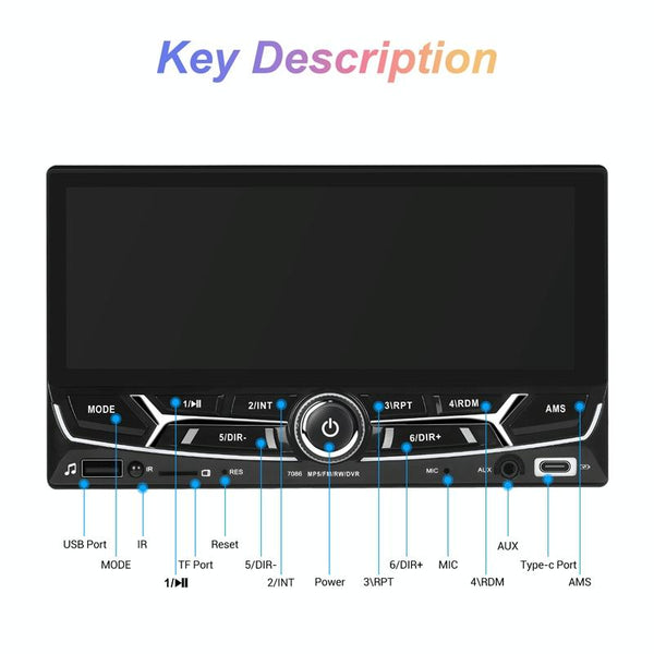 6.86 Inch Dual Butt Mp5 Player W / Backup Camera Bluetooth Carplay Other Car Video
