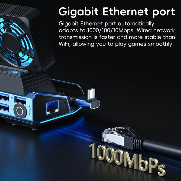 9 In 1 Usb C Gaming Dock With Detachable Fan Blue / Black Chargers & Charging Docks