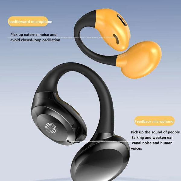 Waterproof Touch Control Wireless Earphones With Hook For Sports Black Earbuds