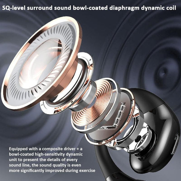 Waterproof Touch Control Wireless Earphones With Hook For Sports Black Earbuds