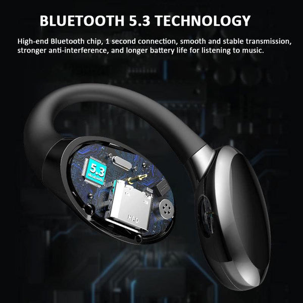 Waterproof Touch Control Wireless Earphones With Hook For Sports Black Earbuds