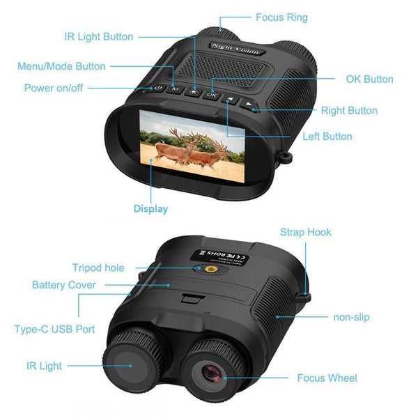 3 Digital Night Vision Binoculars With Ips Screen Black Binoculars & Monoculars