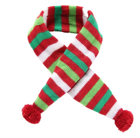 Dog Scarf Christmas Pet Accessories Winter Warmth Size Xs Red And Green Stripes Dog Clothing & Shoes