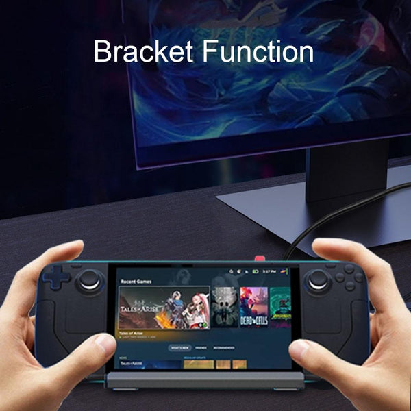 Steam Deck Charging Base Handheld Stand Charger Silver Gray Chargers & Charging Docks