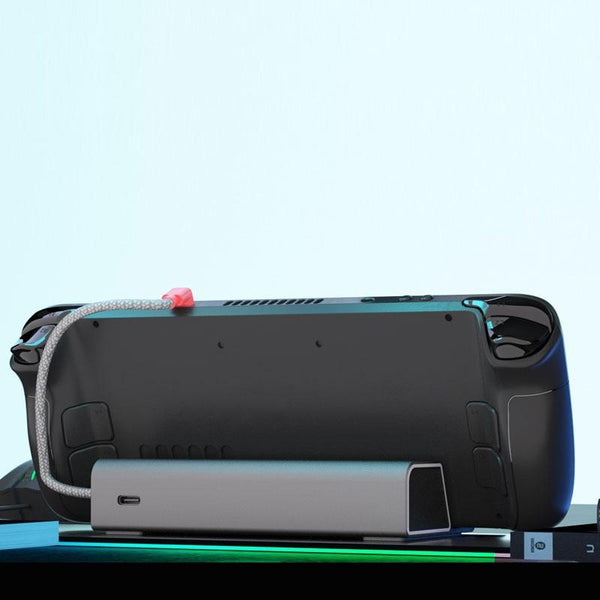 Steam Deck Charging Base Handheld Stand Charger Silver Gray Chargers & Charging Docks