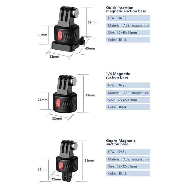 Three Piece Magnetic Gimbal Base Adapter For Gopro Insta360 Action Camera Other Camera & Photo Accs