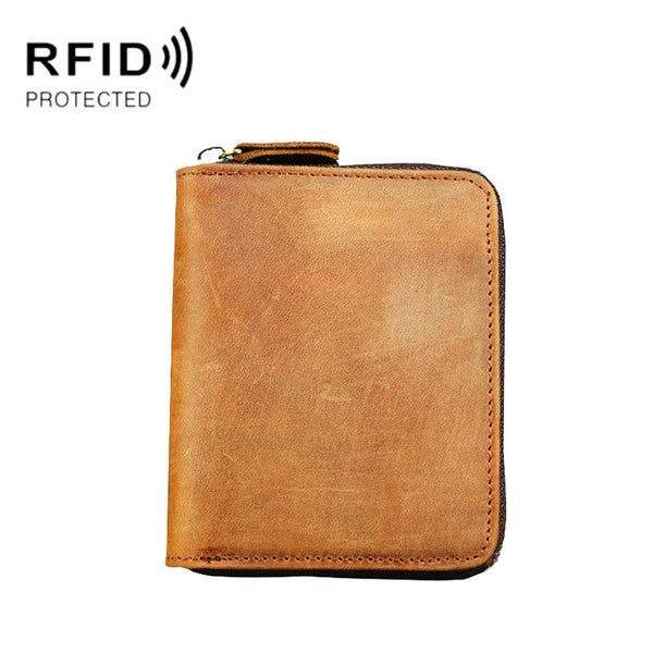 Leather Rfid Zip Wallet Blocking Compact Vertical 2 Wallets
