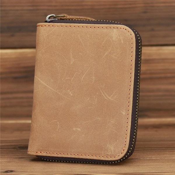 Leather Rfid Zip Wallet Blocking Compact Vertical 2 Wallets