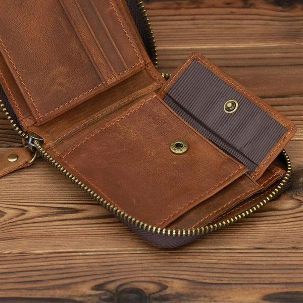 Leather Rfid Zip Wallet Blocking Compact Vertical 2 Wallets