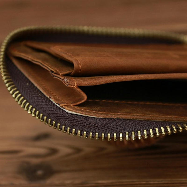 Leather Rfid Zip Wallet Blocking Compact Vertical 2 Wallets