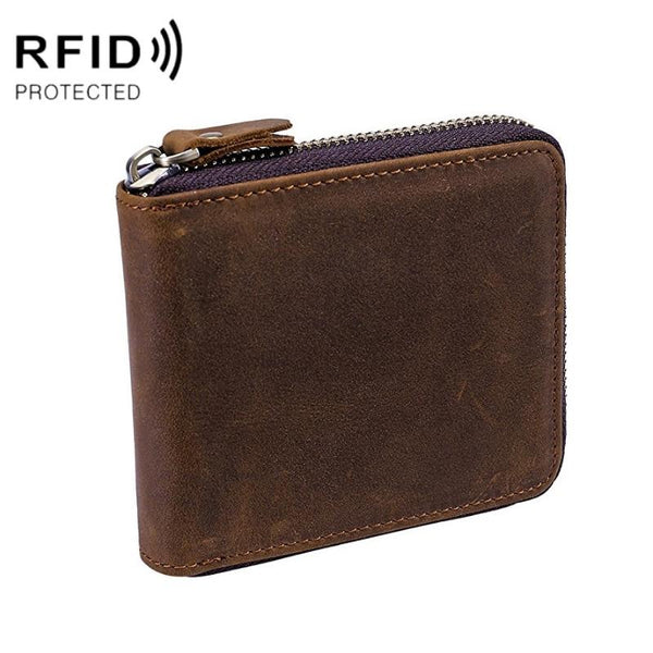 Leather Rfid Zip Wallet Blocking Compact Vertical 2 Wallets