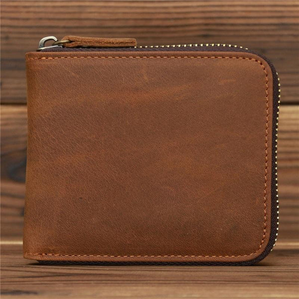 Leather Rfid Zip Wallet Blocking Compact Vertical 2 Wallets