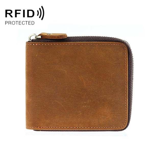 Leather Rfid Zip Wallet Blocking Compact Vertical 2 Wallets