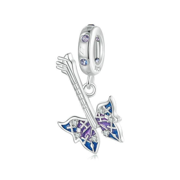 Veile Studios 1 Sets Of 925 Sterling Silver Platinum Plated Butterfly Bass Pendant Necklaces & Pendants