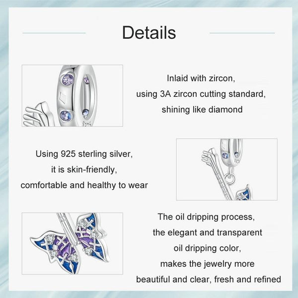 Veile Studios 1 Sets Of 925 Sterling Silver Platinum Plated Butterfly Bass Pendant Necklaces & Pendants