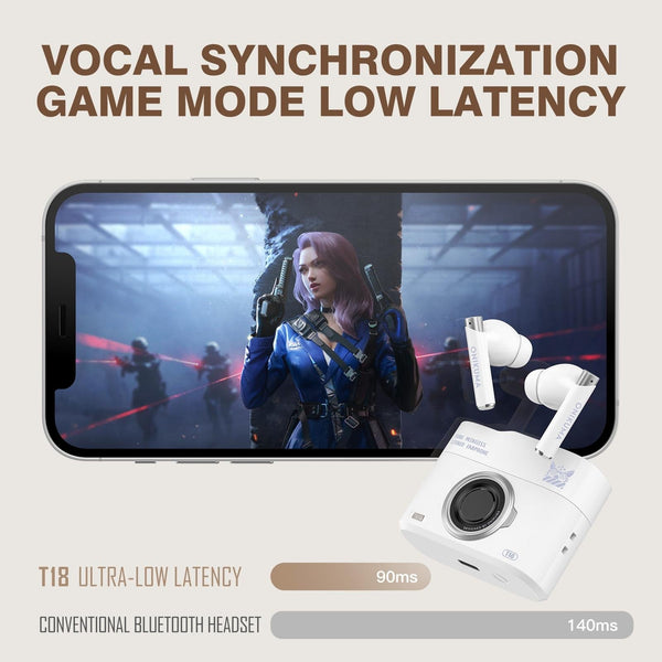 Wireless Bluetooth 5.3 T18 White Earbuds