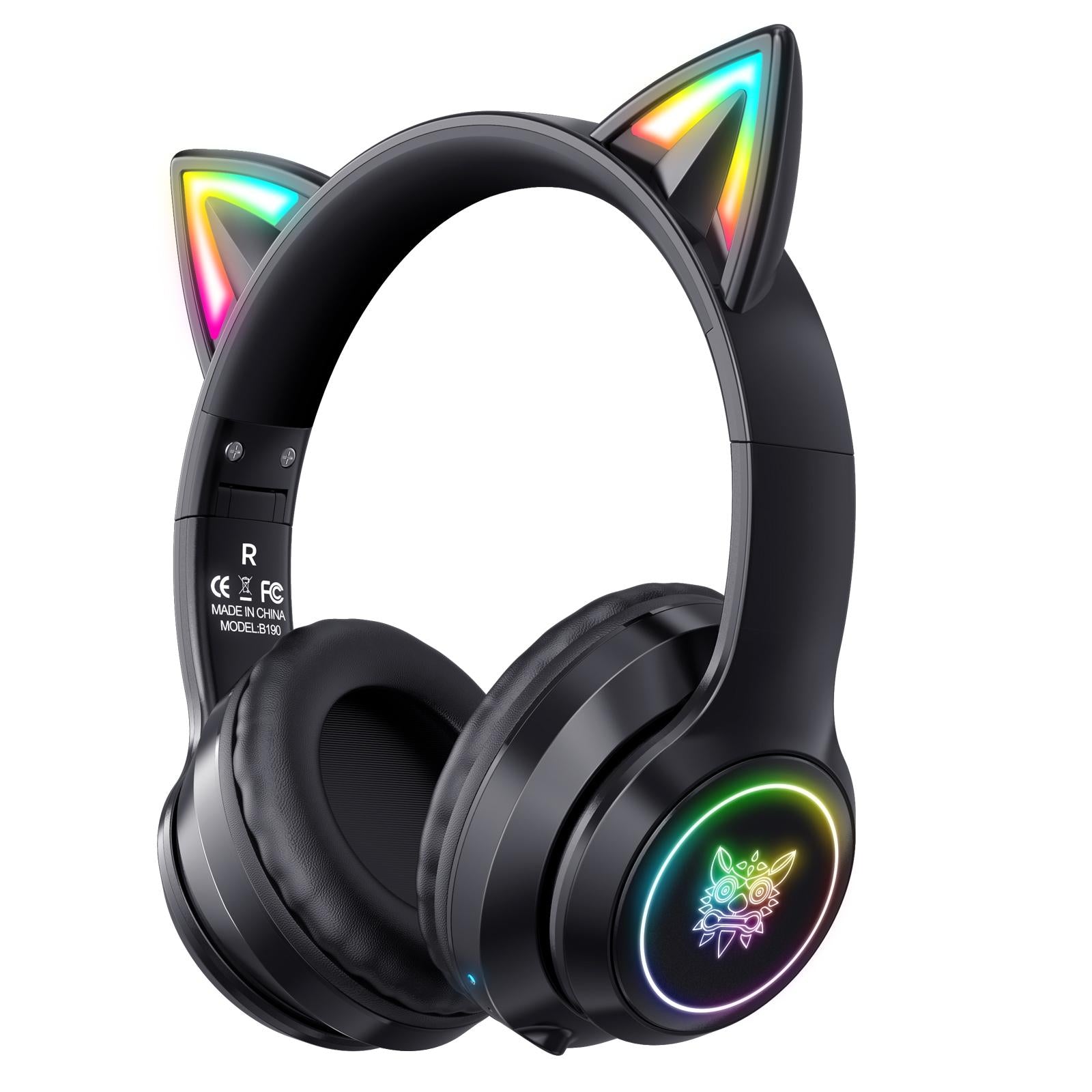 Wireless Bluetooth With Rgb Lighting Black Headphones
