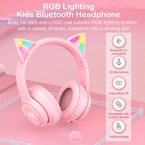 Wireless Bluetooth With Rgb Lighting Black Headphones