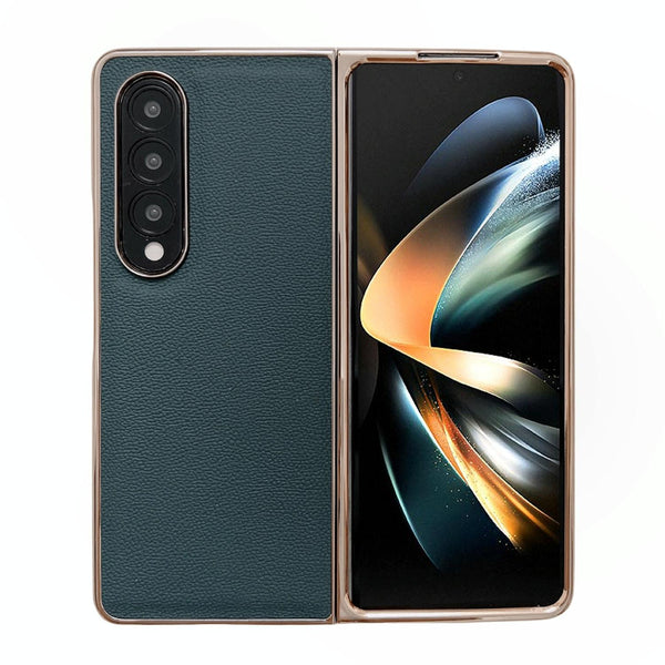For Samsung Galaxy Z Fold4 5G Leather Phone Case Nano Plating Black Cases Covers & Skins