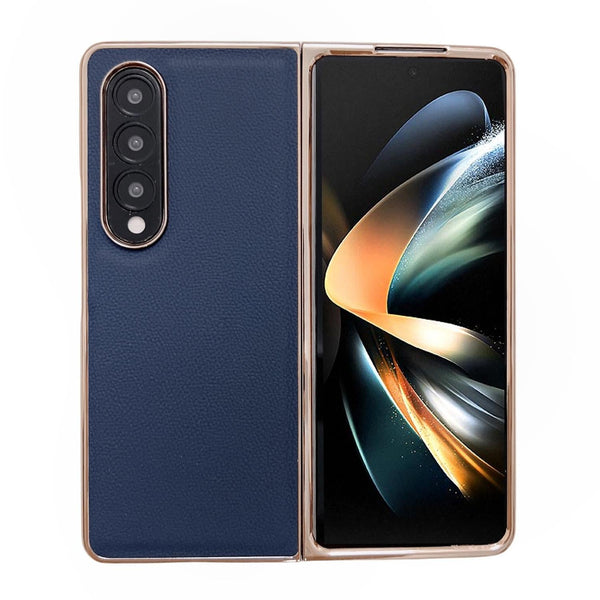 For Samsung Galaxy Z Fold4 5G Leather Phone Case Nano Plating Black Cases Covers & Skins