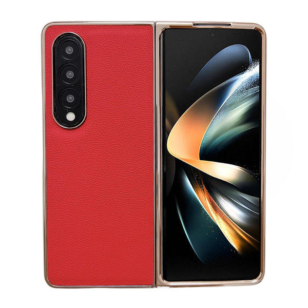 For Samsung Galaxy Z Fold4 5G Leather Phone Case Nano Plating Black Cases Covers & Skins