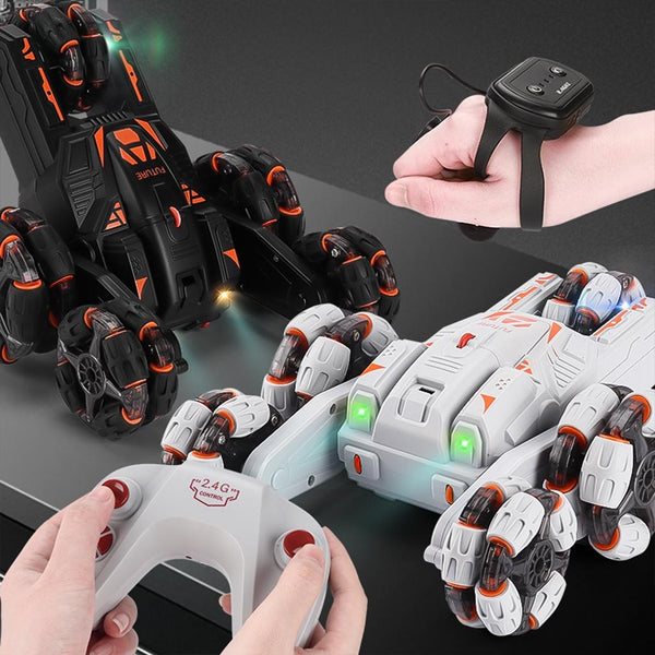 360 Degree Swing Arm Rc Stunt Car 2.4G Single Control 5 Wheels Black Rc Model Vehicles