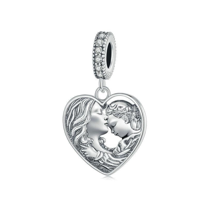 925 Sterling Silver Love Heart Diy Beads Mother Daughter Charms & Pendants
