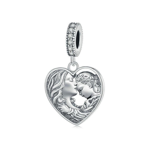 925 Sterling Silver Love Heart Diy Beads Mother Daughter Charms & Pendants