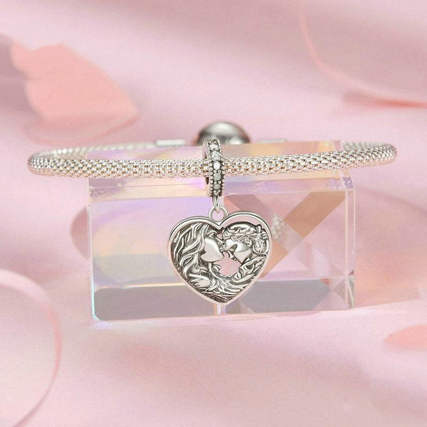 925 Sterling Silver Love Heart Diy Beads Mother Daughter Charms & Pendants