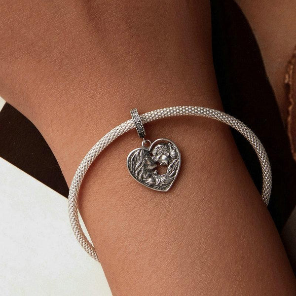 925 Sterling Silver Love Heart Diy Beads Mother Daughter Charms & Pendants