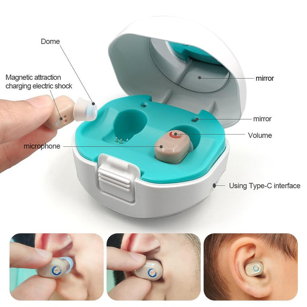 Wireless On Ear Hearing Aid With Charging Case White Other Health Care