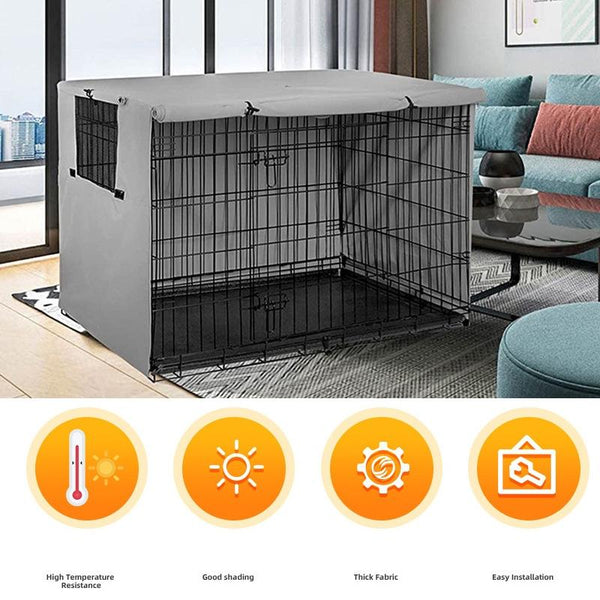 Outdoor Pet Cage Cover Oxford Cloth Dustproof Rainproof Sunscreen 63.5X48x50cm Grey Dog Cages