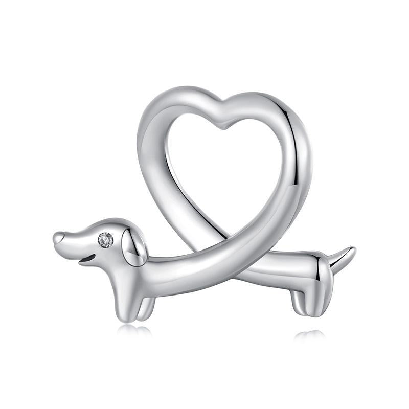 925 Sterling Silver Dachshund Bead Animal Accessory Charms & Pendants