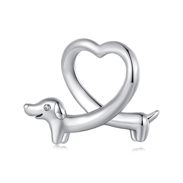 925 Sterling Silver Dachshund Bead Animal Accessory Charms & Pendants