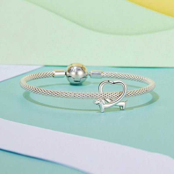 925 Sterling Silver Dachshund Bead Animal Accessory Charms & Pendants