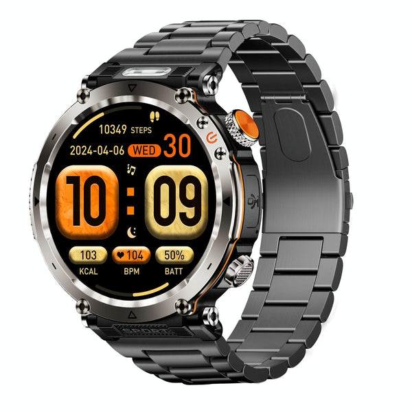 Waterproof Smart Watch With Flashlight Banknote Detector And Compass Steel Band Smart Watches