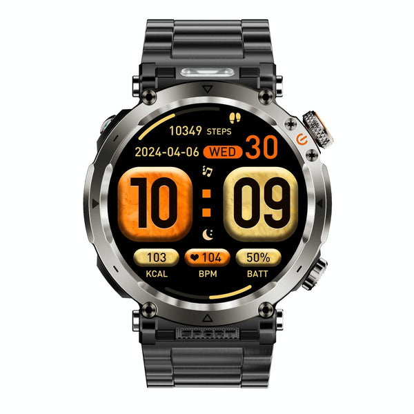 Waterproof Smart Watch With Flashlight Banknote Detector And Compass Steel Band Smart Watches