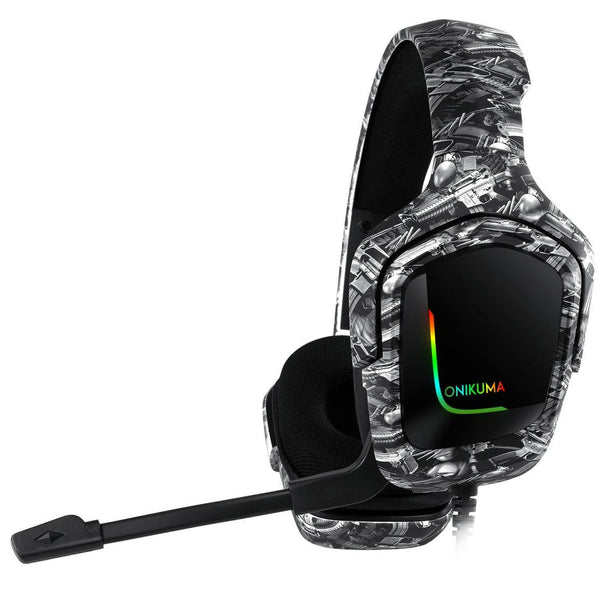 Surround Sound Pc Gaming Headset With Mic & Rgb Black Gray Headsets