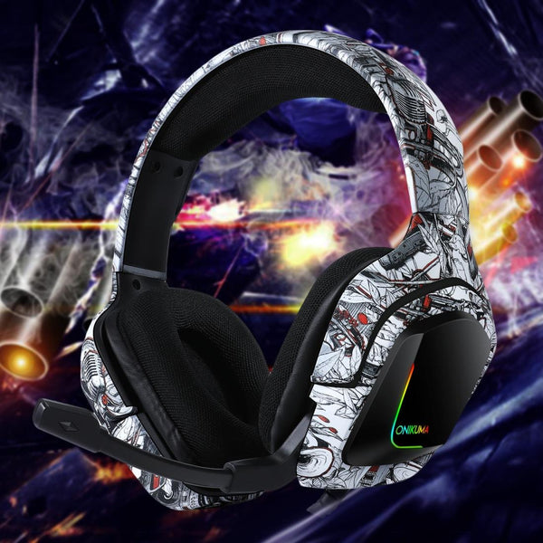 Surround Sound Pc Gaming Headset With Mic & Rgb Black Gray Headsets