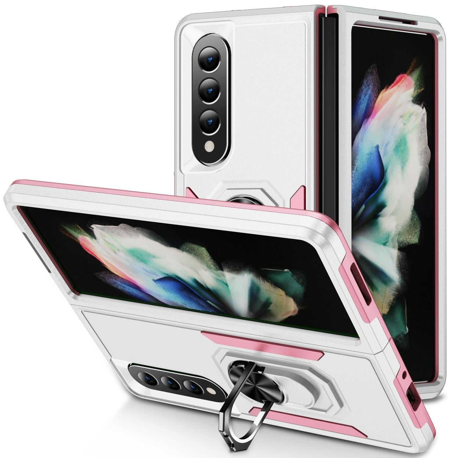 Shockproof Case With Holder Pc Tpu For Samsung Galaxy Z Fold4 5G White Pink Cases Covers & Skins