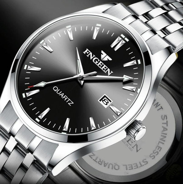 Simple Luminous Quartz Watch For Men With Calendar White Steel Surface Watches