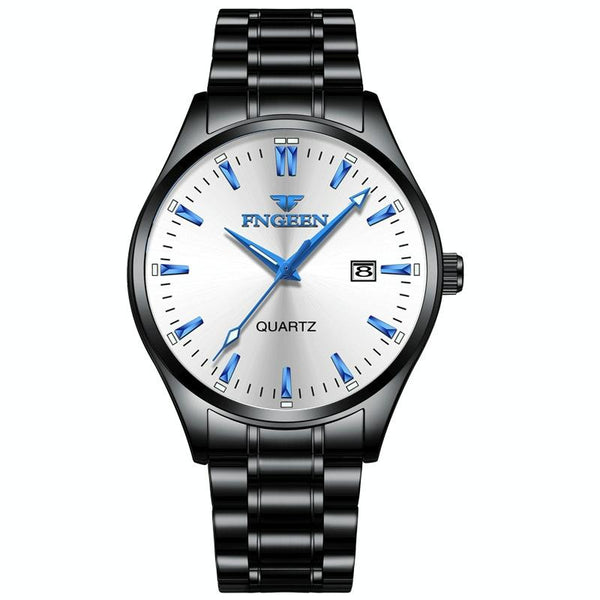 Simple Luminous Quartz Watch For Men With Calendar White Steel Surface Watches