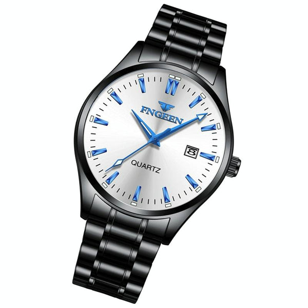 Simple Luminous Quartz Watch For Men With Calendar White Steel Surface Watches