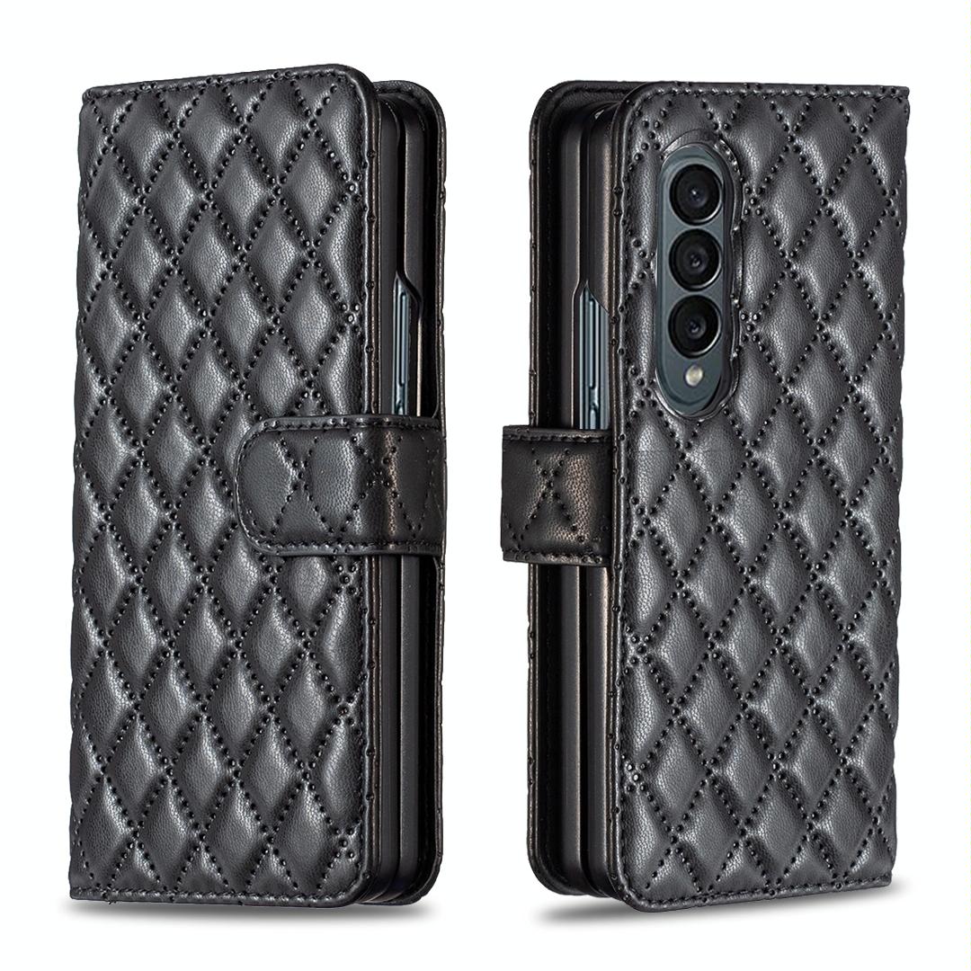 For Samsung Galaxy Z Fold4 5G Diamond Lattice Flip Wallet Case Black Cases Covers & Skins